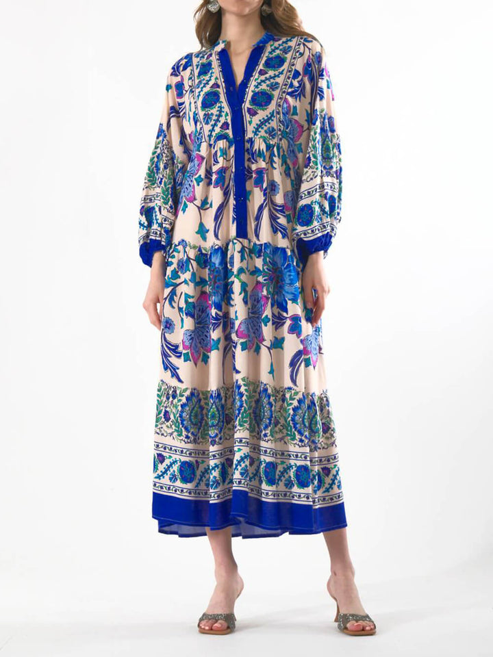보헤미안 블룸-긴소매 맥시 드레스