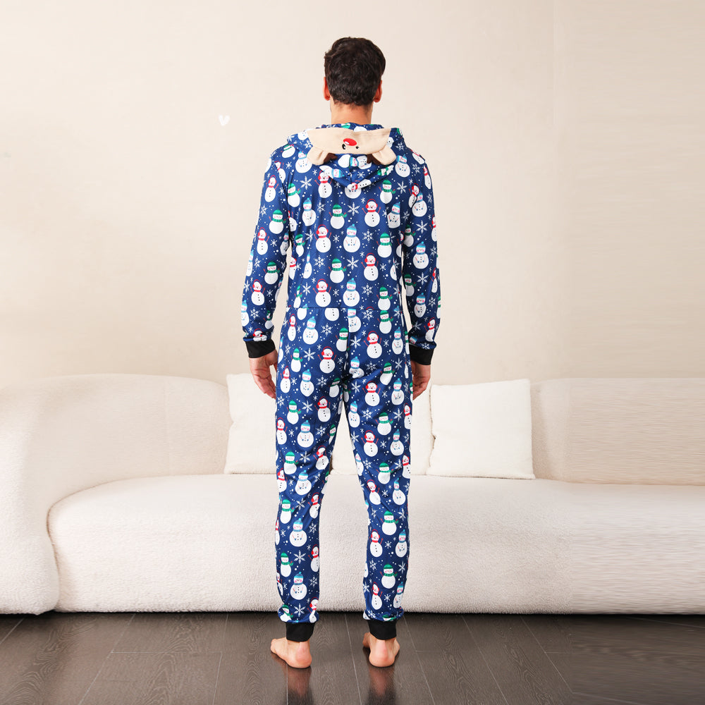 Modrý sněhulák Fmalily Odpovídající pyžamo Onesies