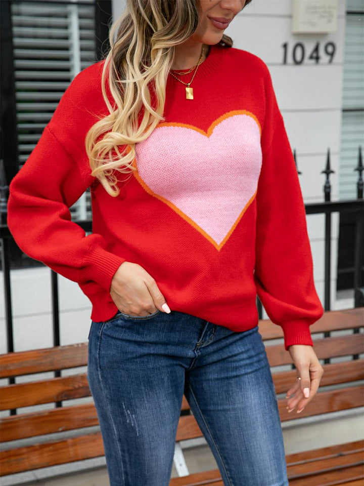 Suéter tipo jersey de punto con forma de corazón