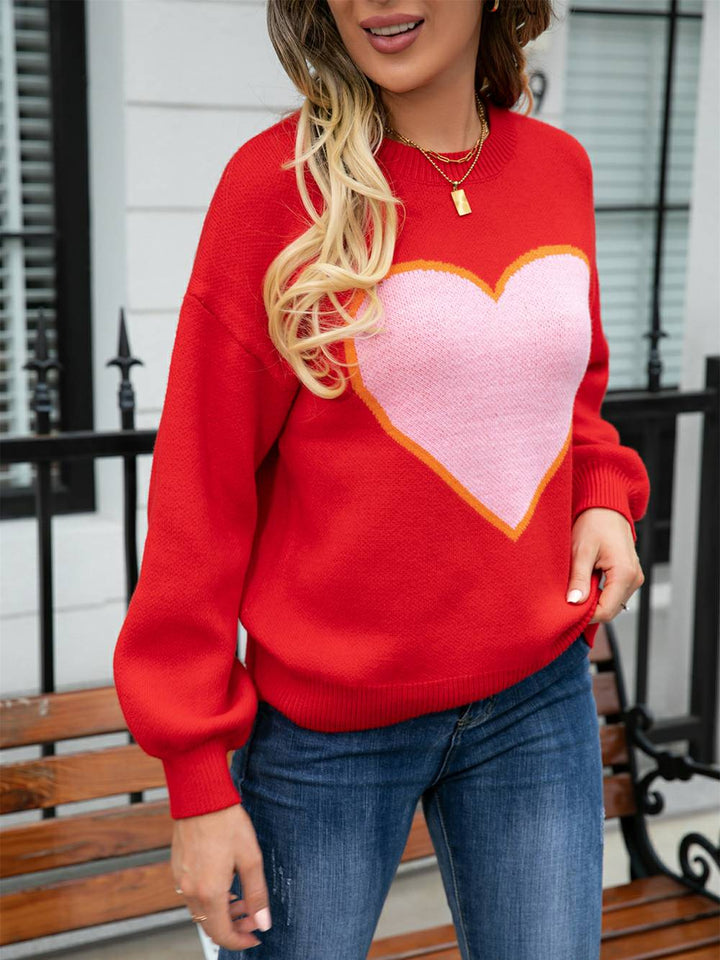 Suéter tipo jersey de punto con forma de corazón