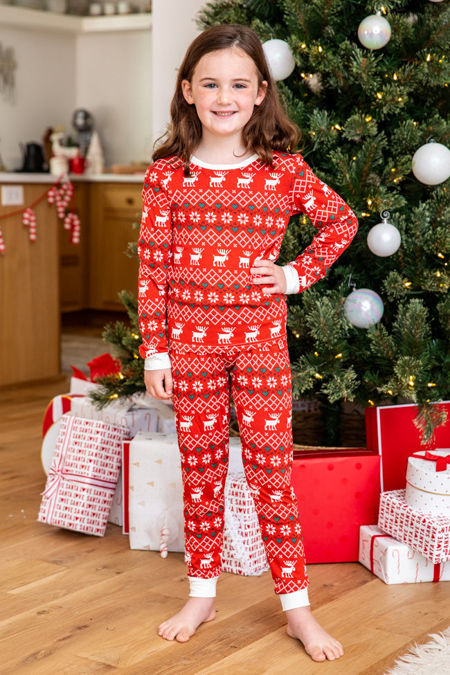 Pijama familiar de alce navideño a juego