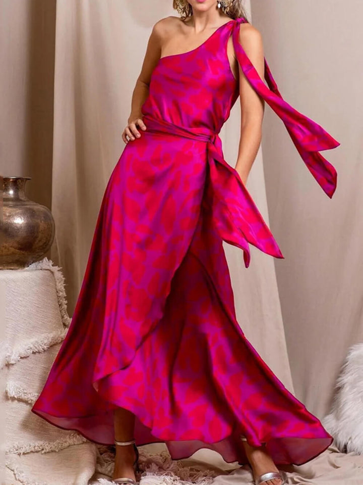 패션 우아한 민소매 솔리드 컬러 가운 드레스