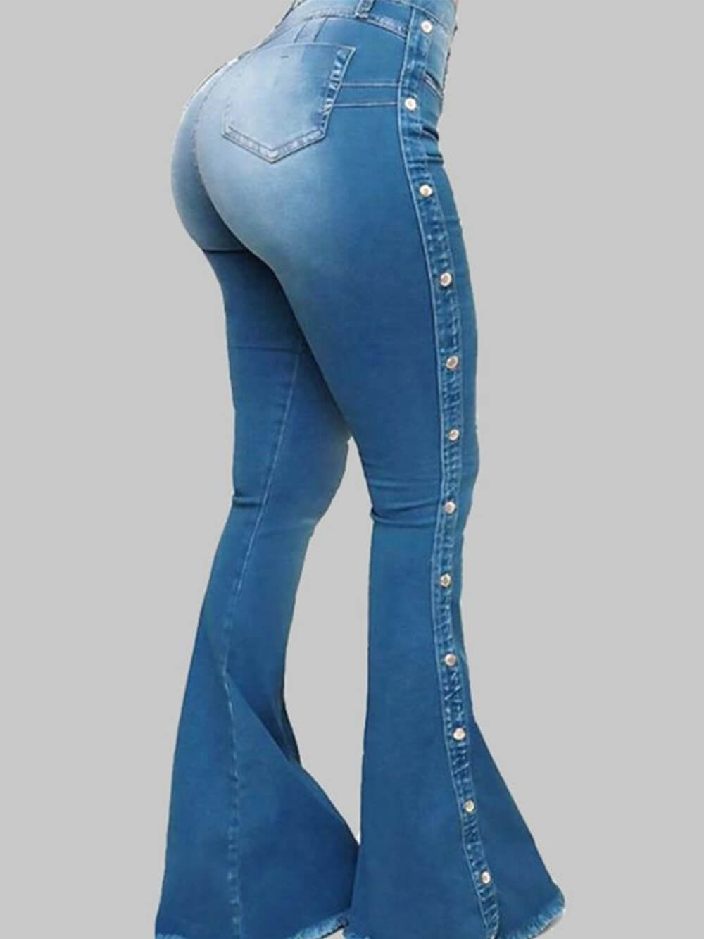 Jeans svasati a vita alta con fondo elasticizzato