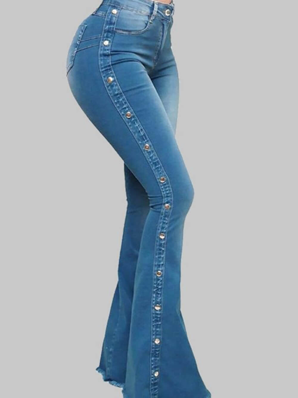 High-Rise Stretch-Golv utsvängda jeans