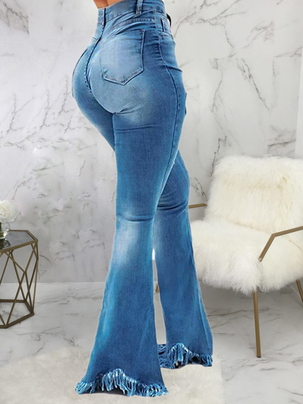 Trendy slim-fit gewassen gescheurde jeans