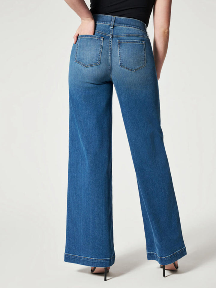 Jeans met wijde pijpen en middelhoge taille