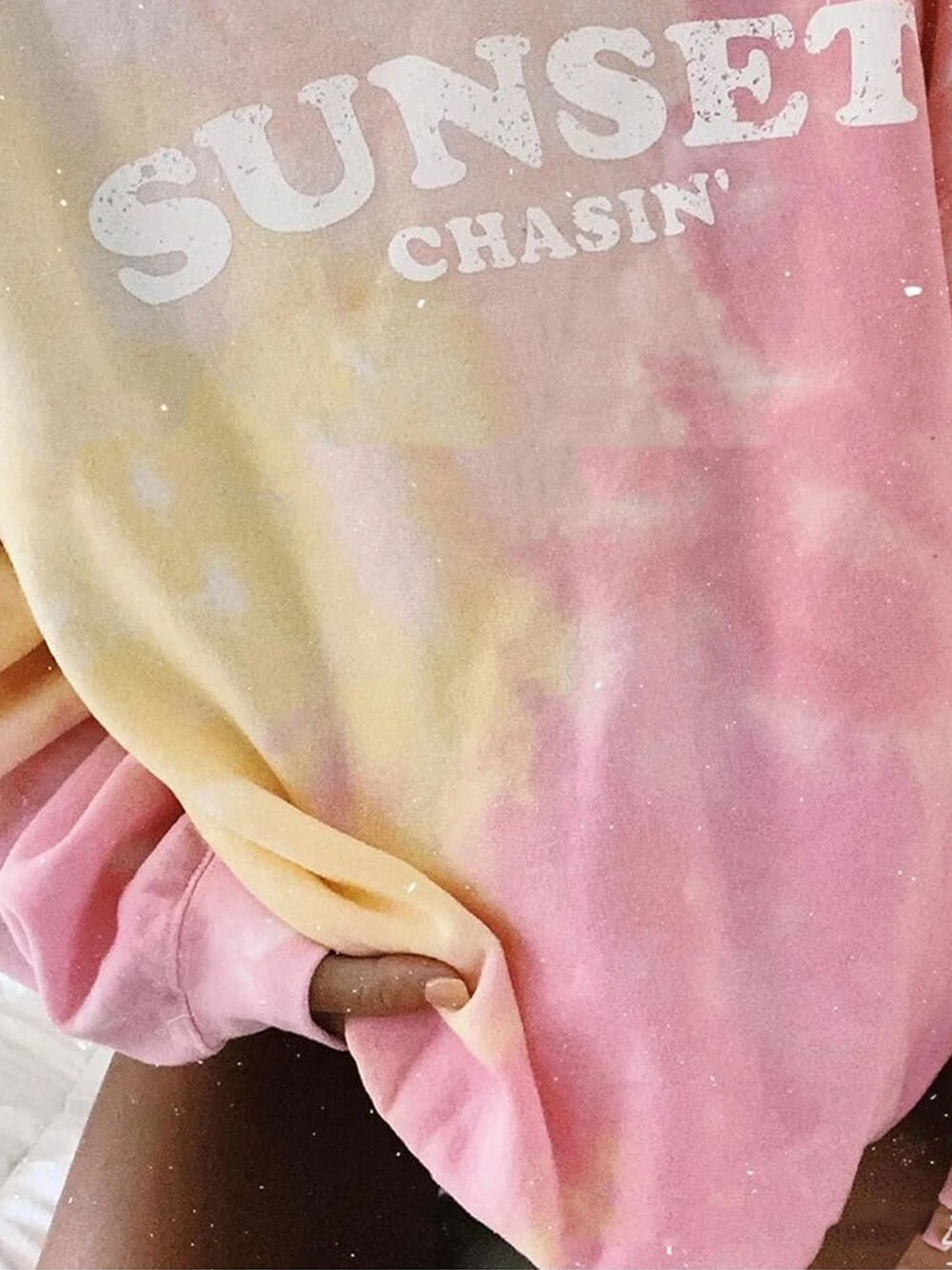 Sweat-shirt imprimé rose tie-dye tendance