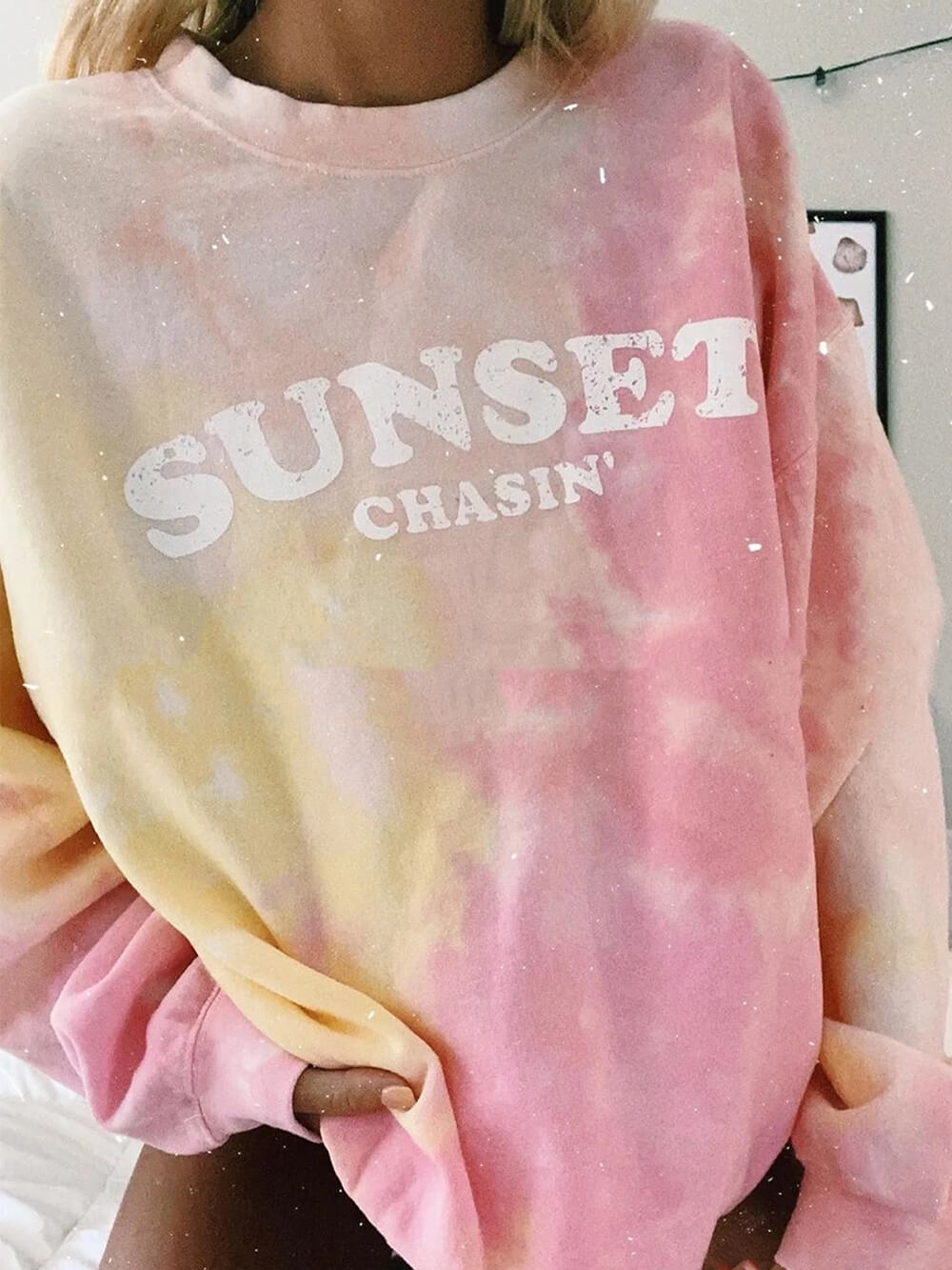 Sweat-shirt imprimé rose tie-dye tendance