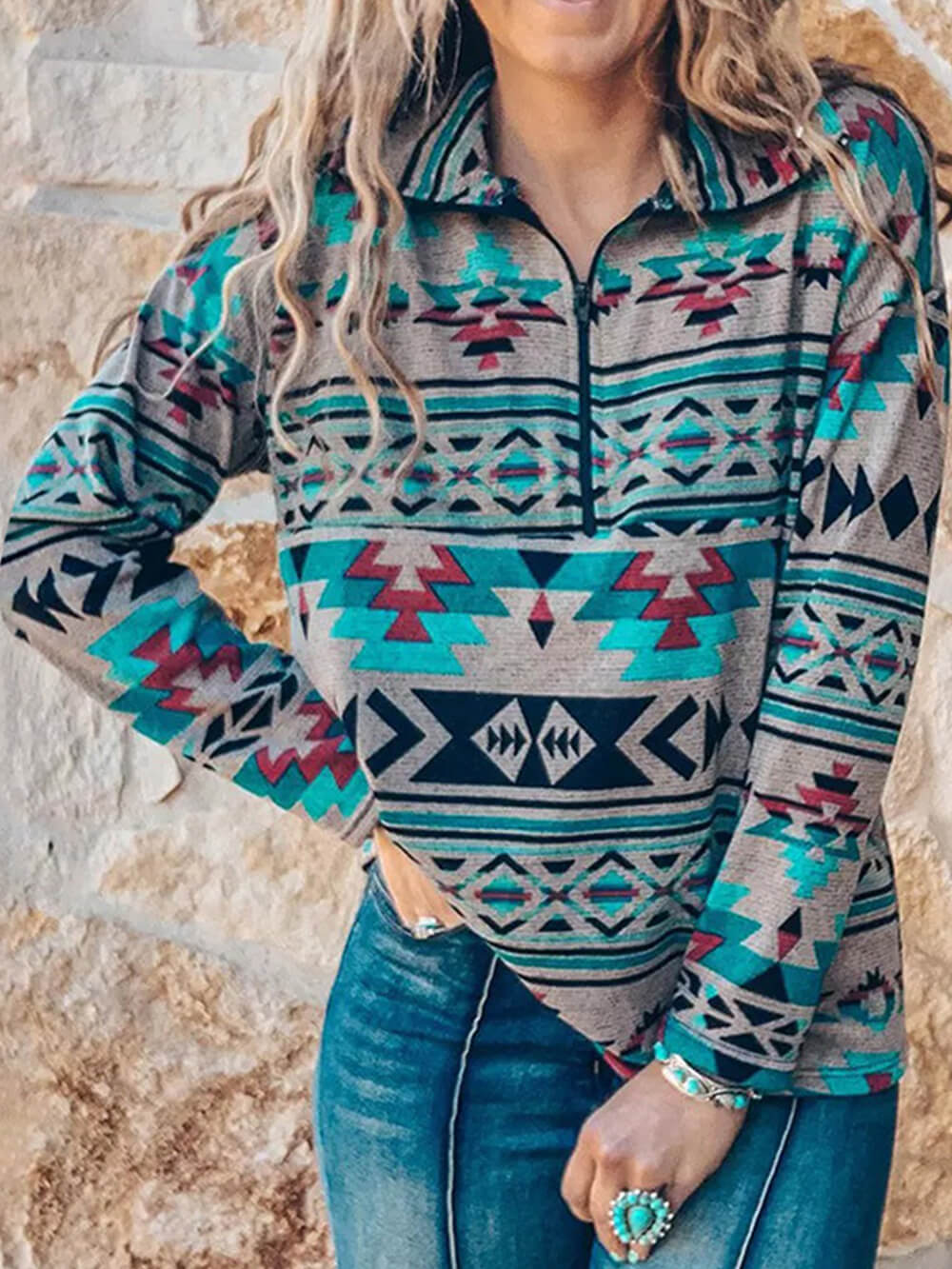Bohemian Casual Zip Up Pullover