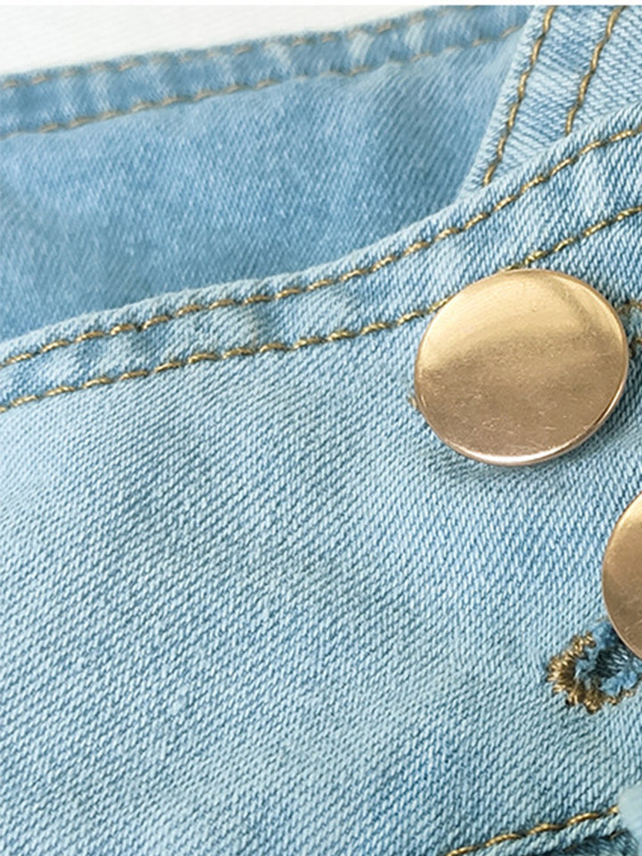 חולצת ג'ינס קצרה עם שרוולים נפוחים