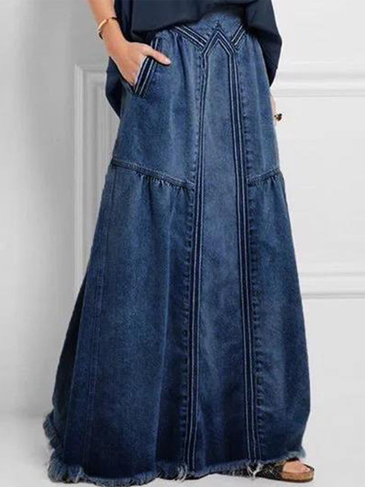 חצאית ג'ינס אלסטית פשוטה
