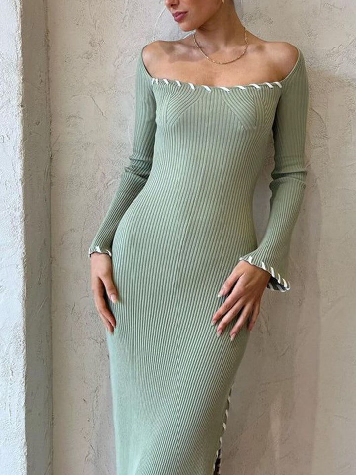 Bodycon midi-jurk met hoge taille, effen kleur