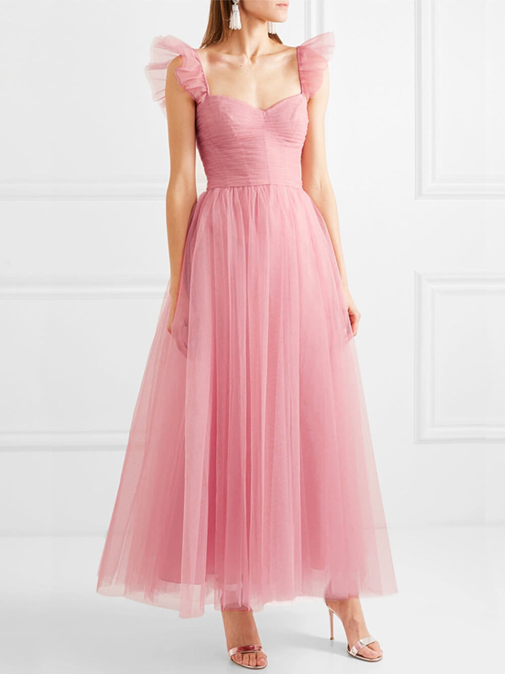 Elegant Slim Fit Solid Color Midi Dress