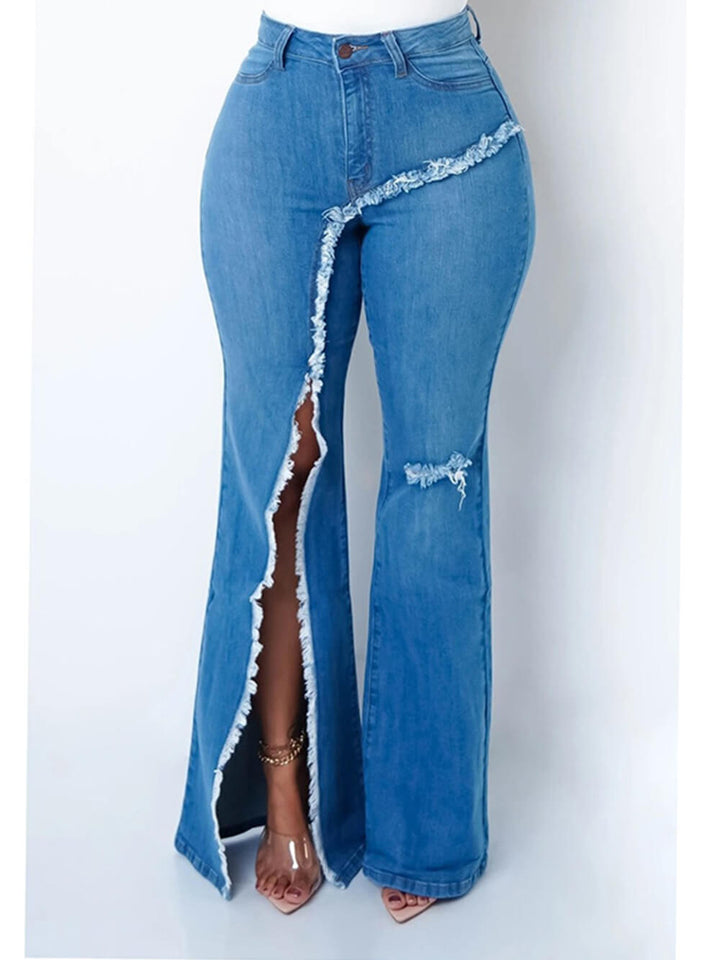 Módní designové rozparkované džíny