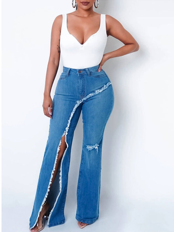 Modedesign slidte jeans