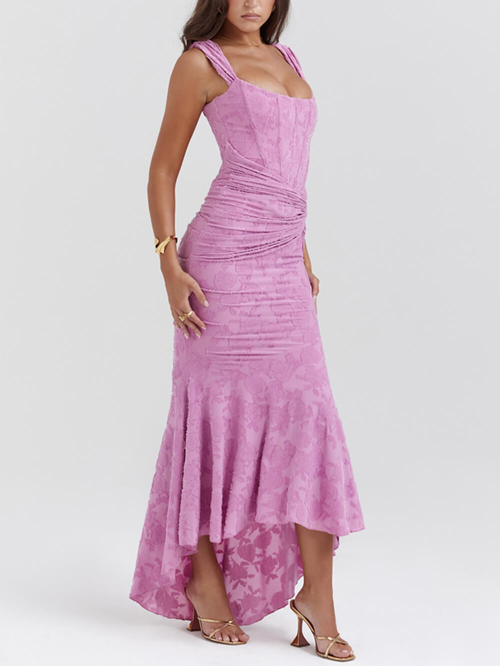 핑크 플로럴 맥시 드레스