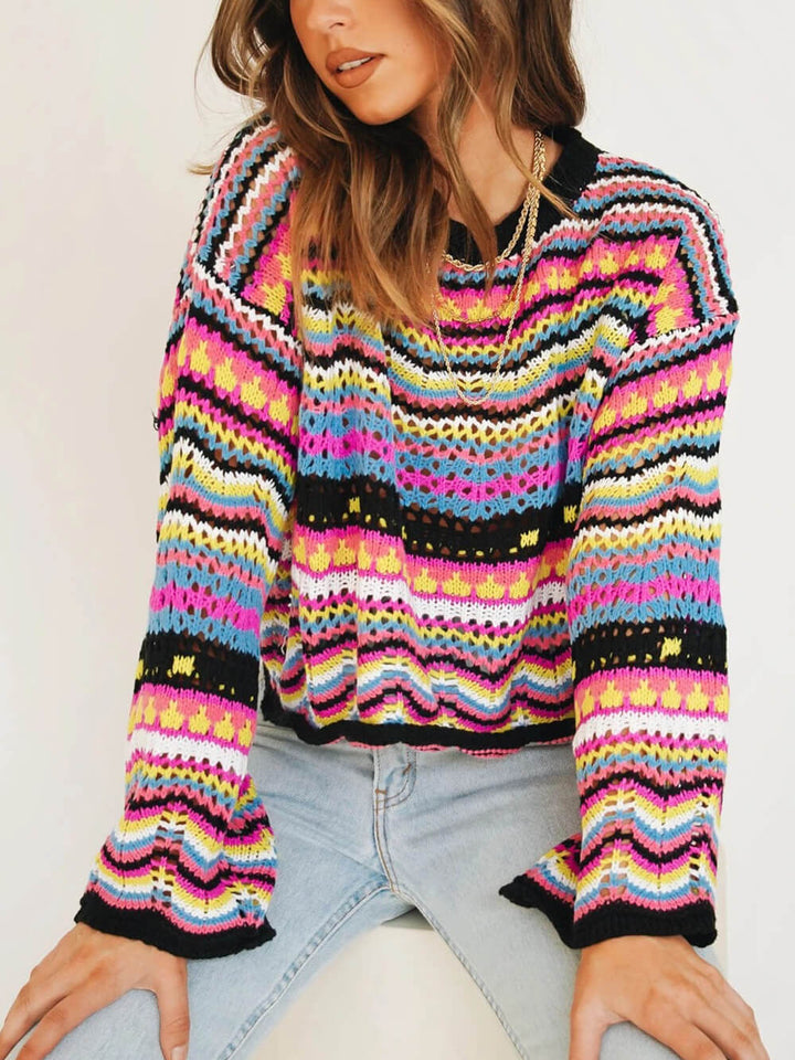 סוודר פסים בצבע בינוני