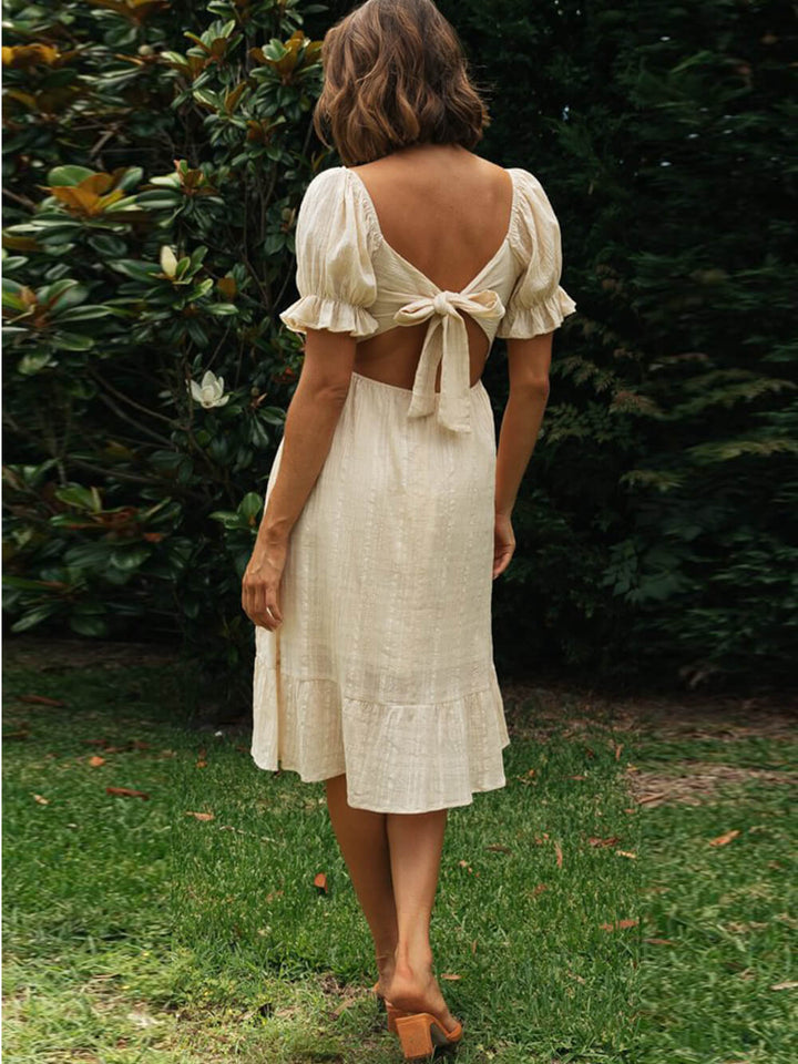 Elegantní jednobarevné pastorační midi šaty
