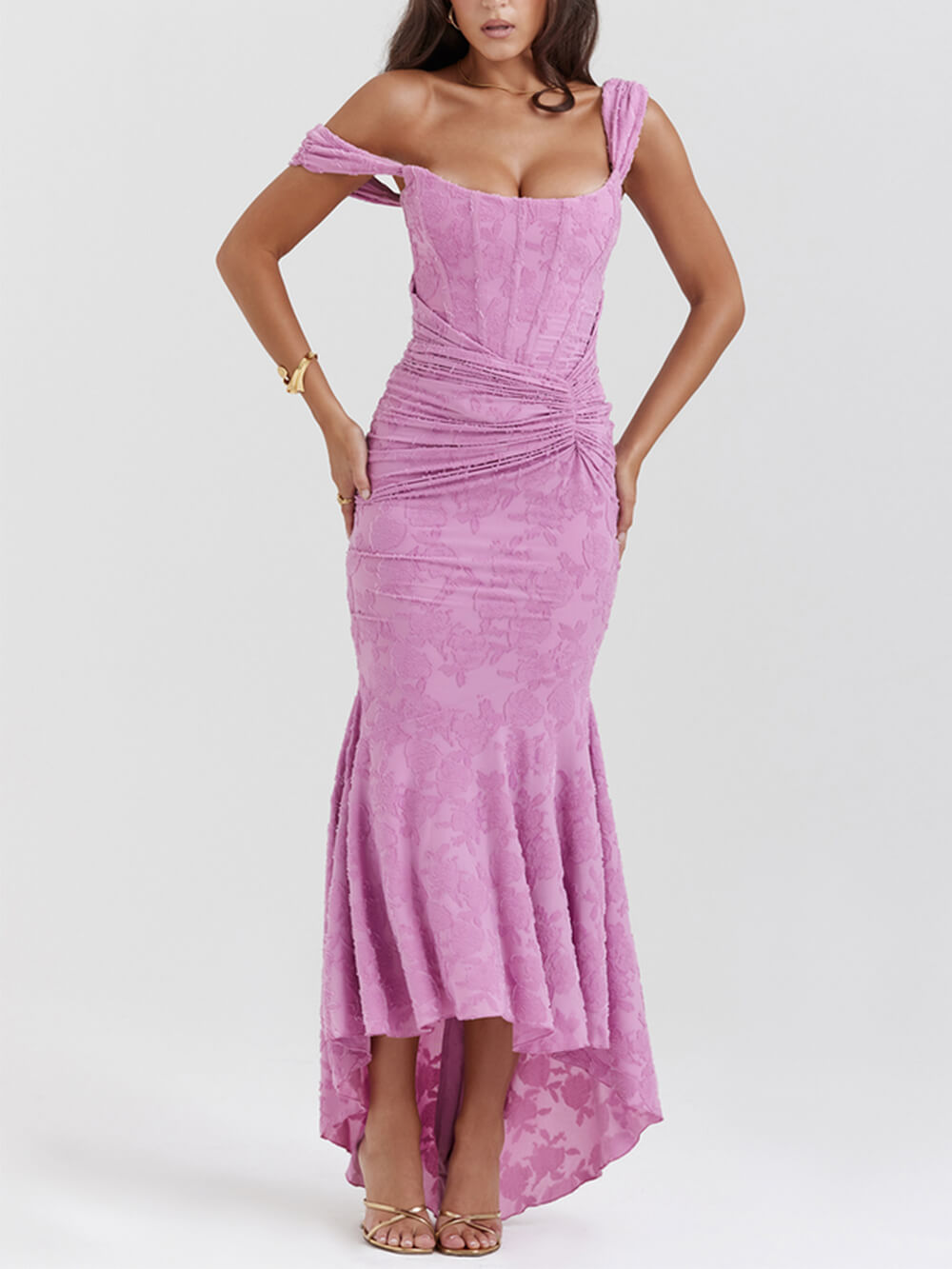 핑크 플로럴 맥시 드레스