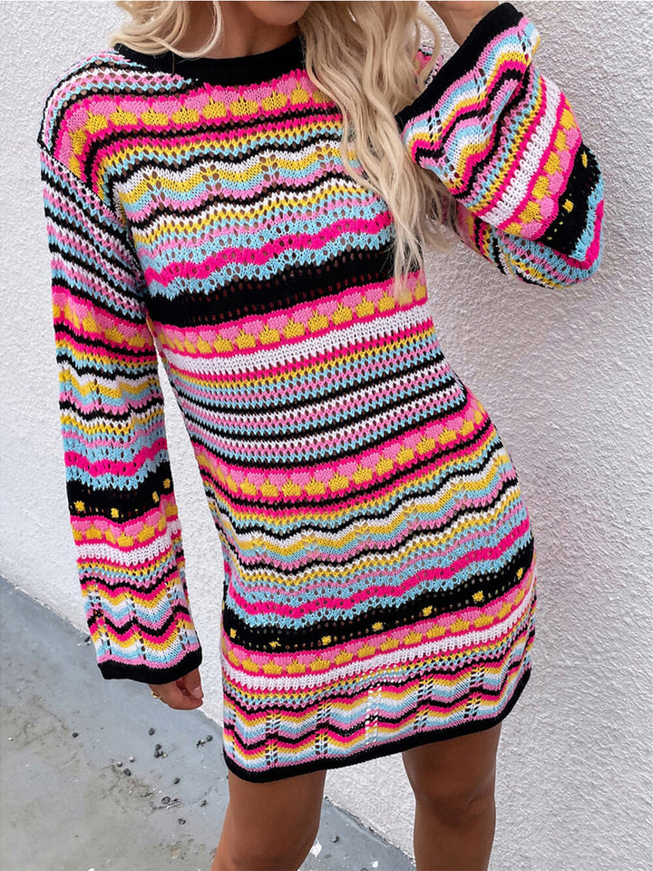Striped Pullover Mid-Length Pullover