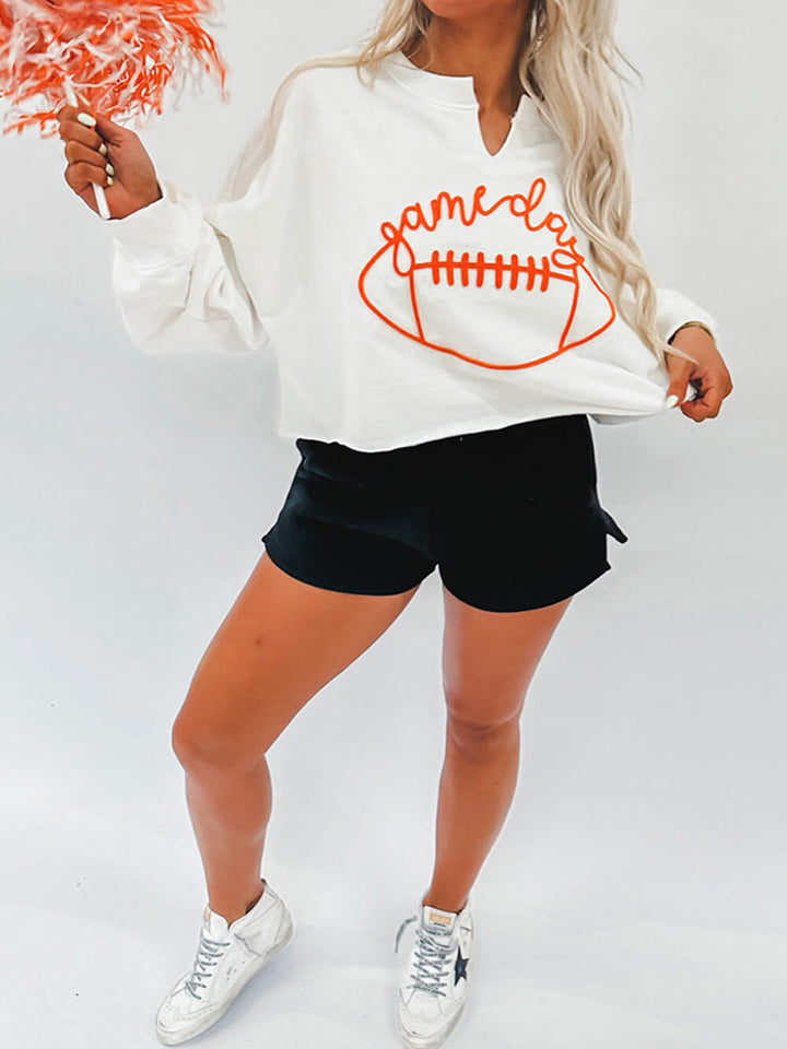 Casual φούτερ πουλόβερ με κεντημένο γράμμα ράγκμπι