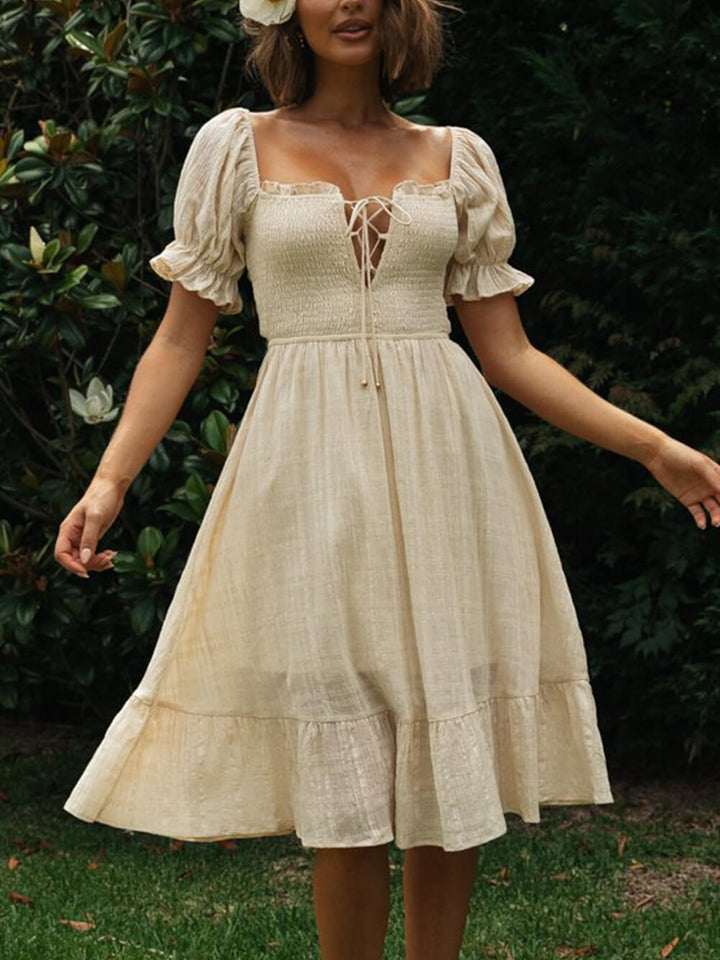Elegantní jednobarevné pastorační midi šaty