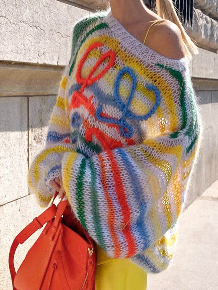 Rainbow Kontrast Striped Sweater