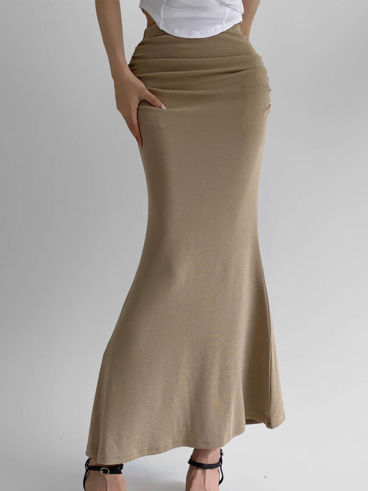 Plisserad mellanlång Fishtail-kjol