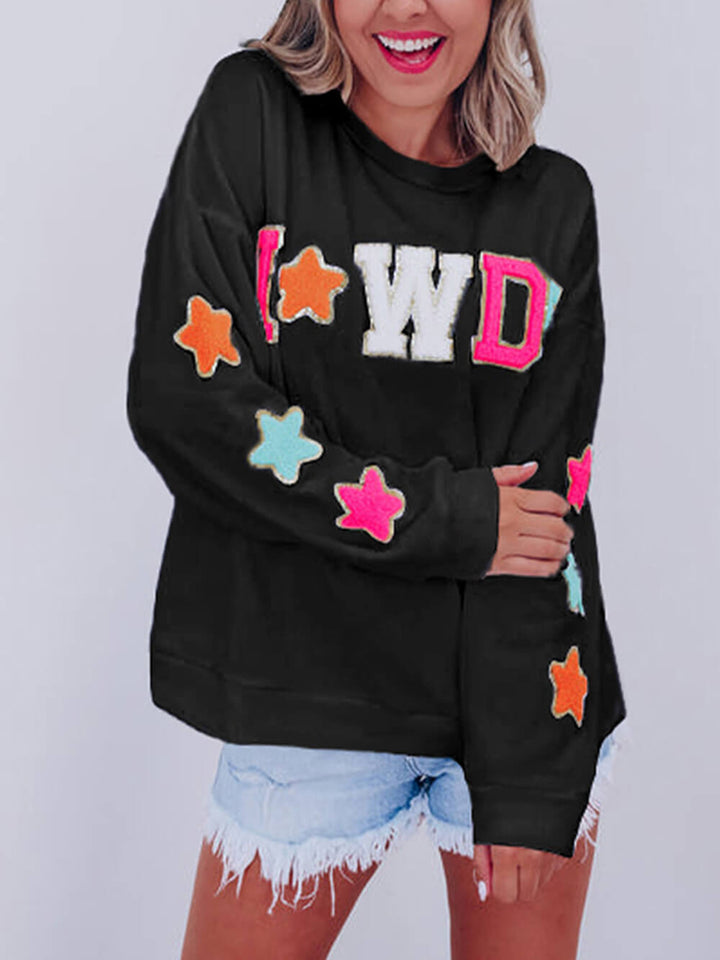 Modisches Sweatshirt mit Buchstaben-Stern-Print