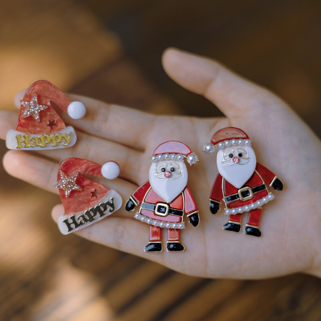 Brincos fofos de Natal Papai Noel móvel