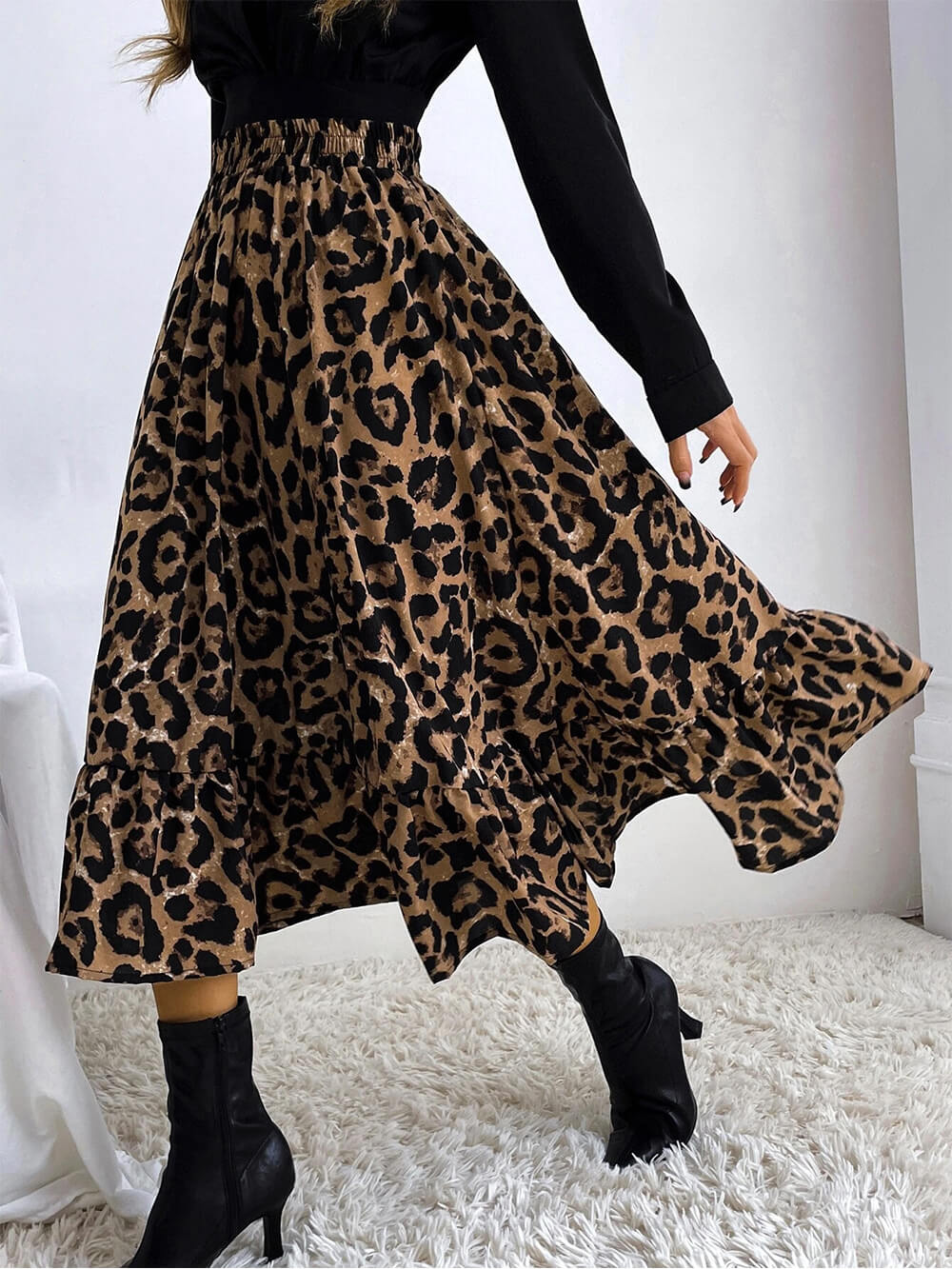 Sexig Leopard-kjol med hög midja