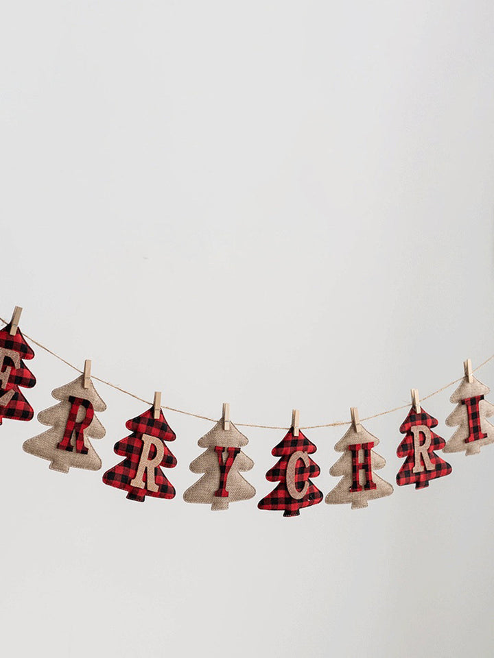 ウールフェルトクリスマスツリーフラッグバナー吊り下げ装飾