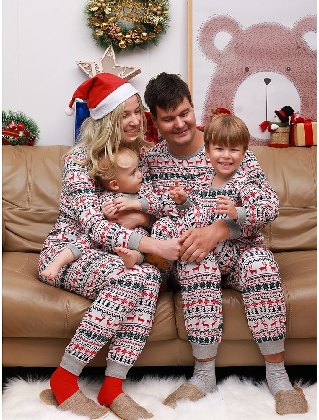 Vánoční sady sněhových vloček rodinné pyžama