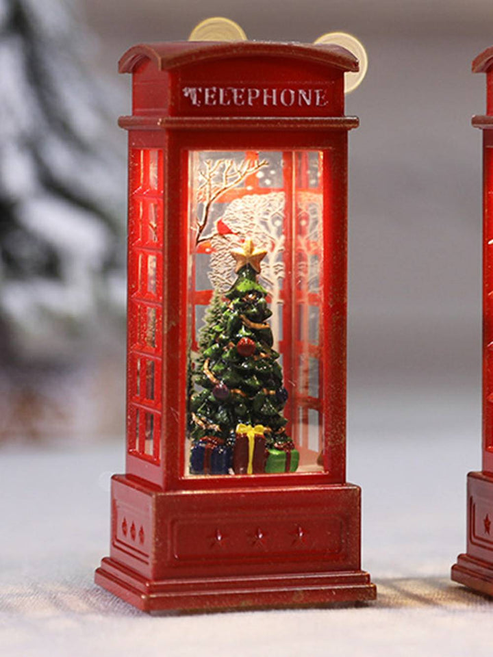 חג המולד תא טלפון מנורת שמן איש שלג קישוט להבה