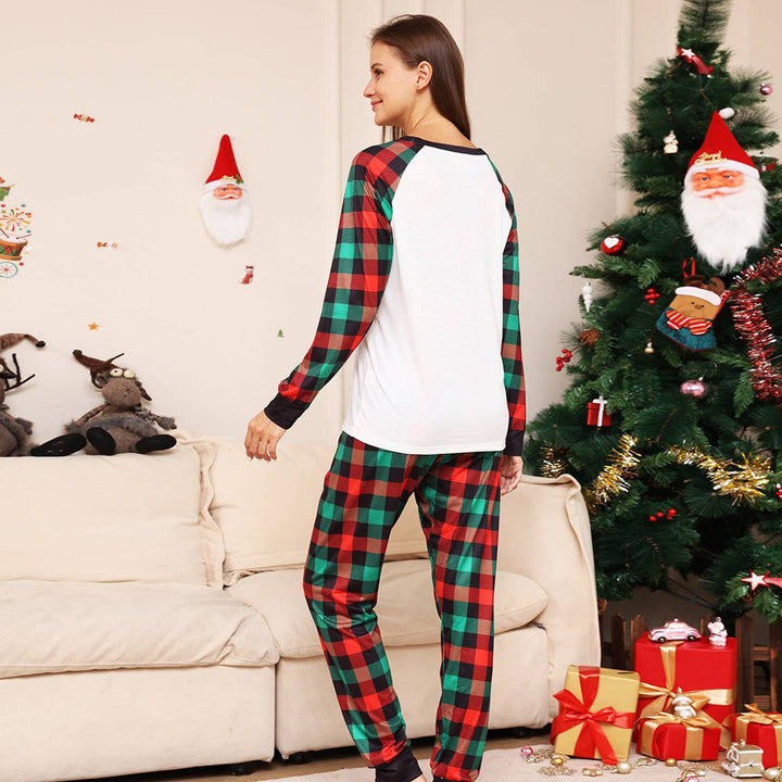 Weihnachts-Familien-Schlafanzug-Set, grüner Gitter-Schlafanzug