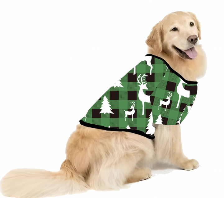 Grønt plaid juletræsmønster Familiematchende pyjamassæt (med kæledyrs hundetøj)
