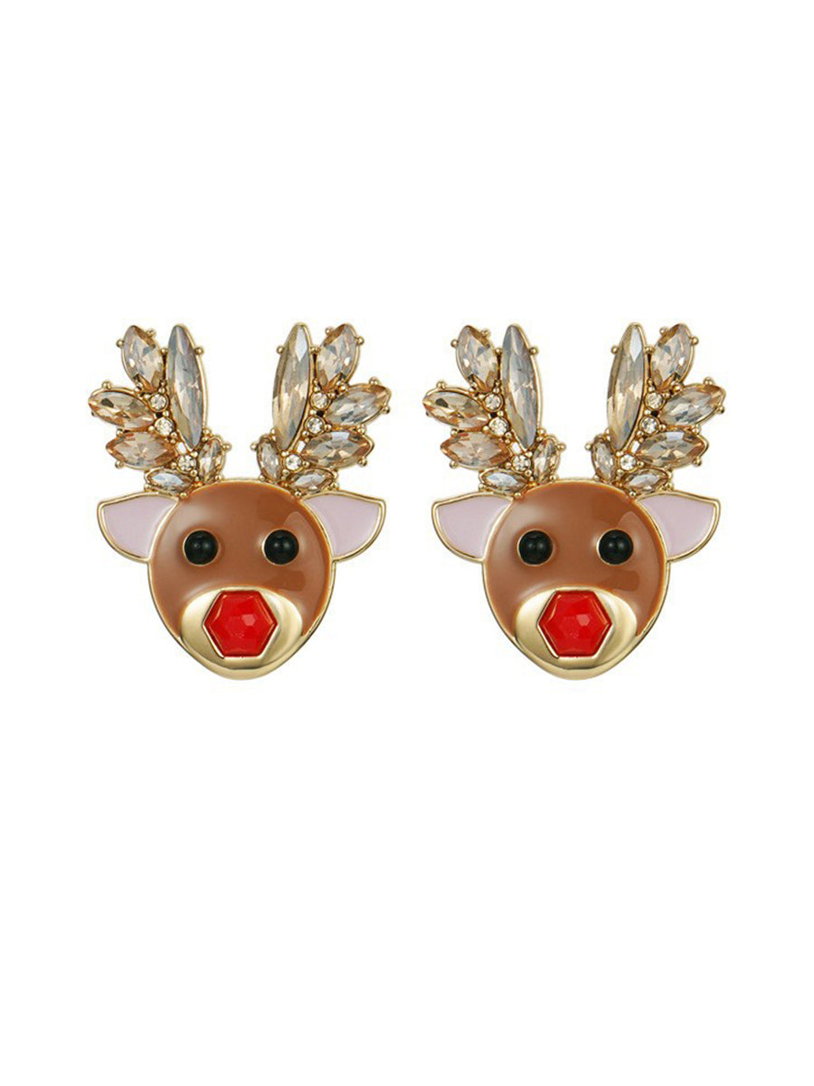 Juleøreringer Red Nosed Elk - Rudolph