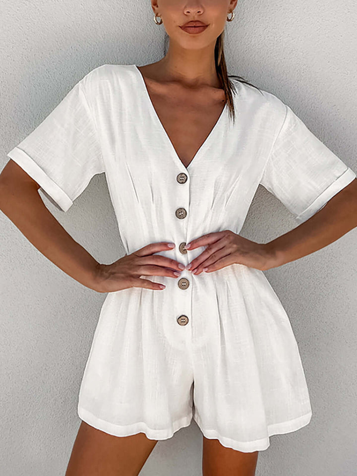 Button Down Linned Bomuld Jazz Rompers