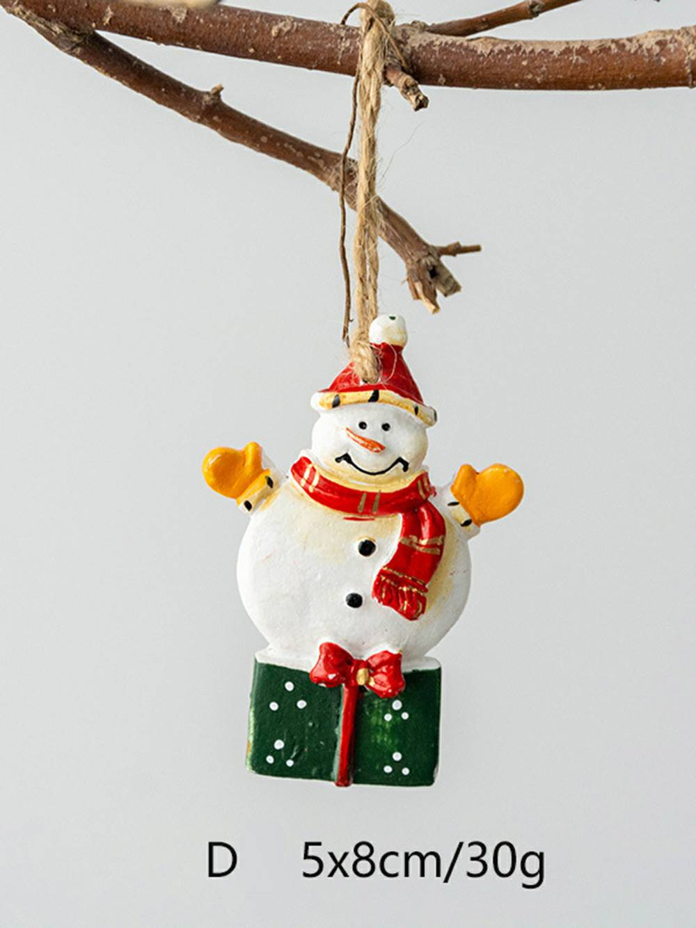 Vintage julemand snemand håndlavet harpiks ornament