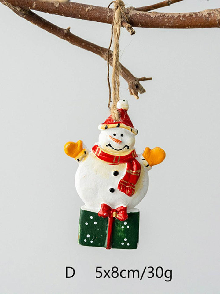 Vintage Santa Claus Snowman Handcrafted Resin Ornament