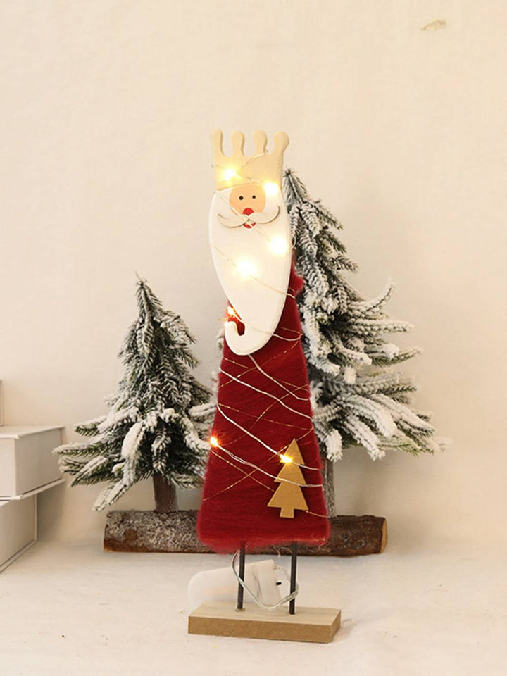 Niedlicher Elch-Weihnachtsmann aus Filz mit Lichtern