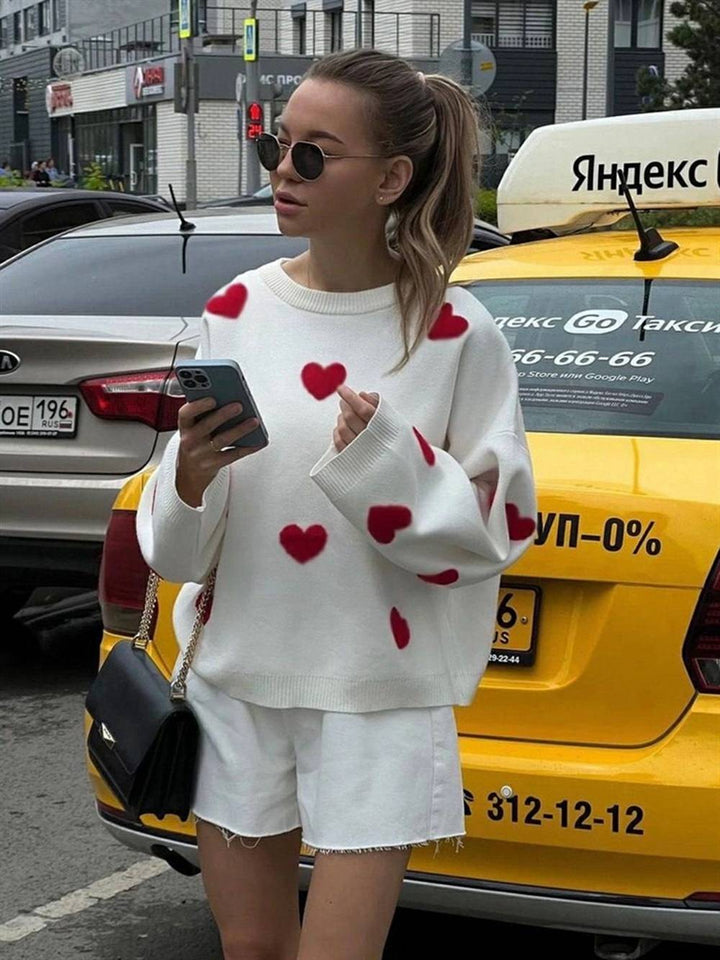 Sweatshirt mit Herzmuster