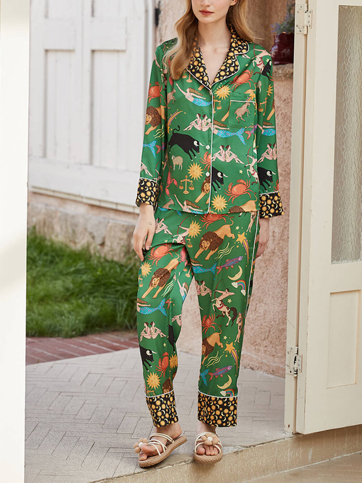 Pyjamassæt med Grøn Constellation Print