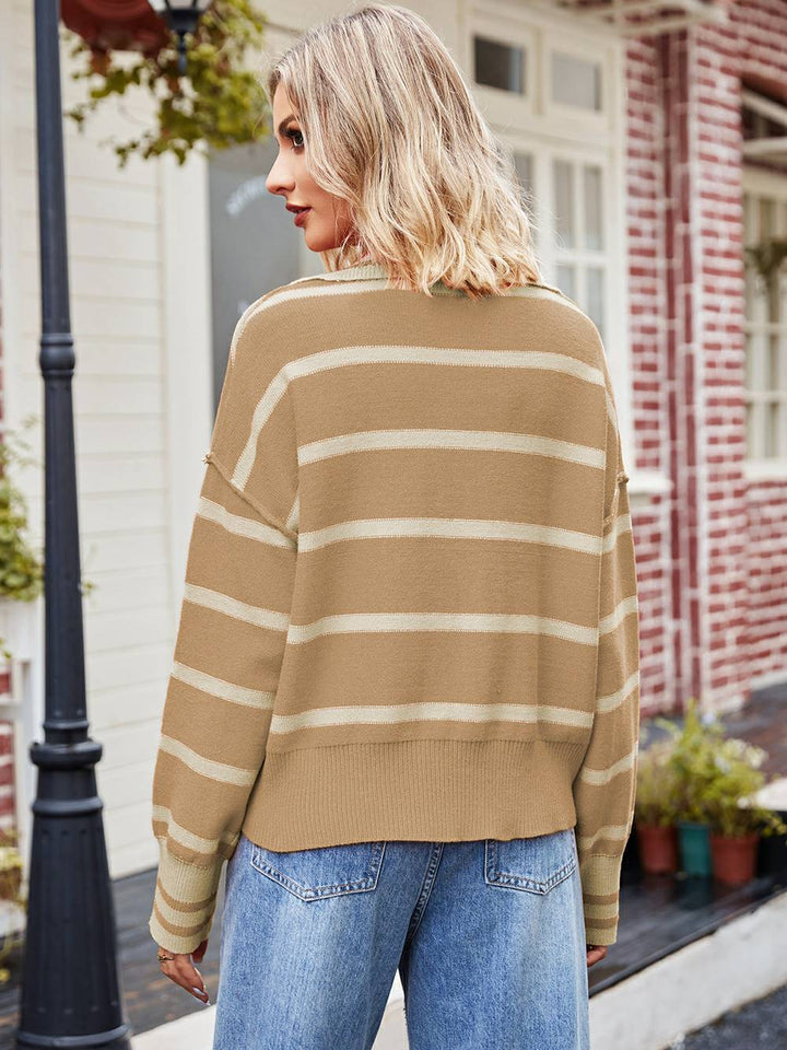 Modny patchworkowy sweter w paski