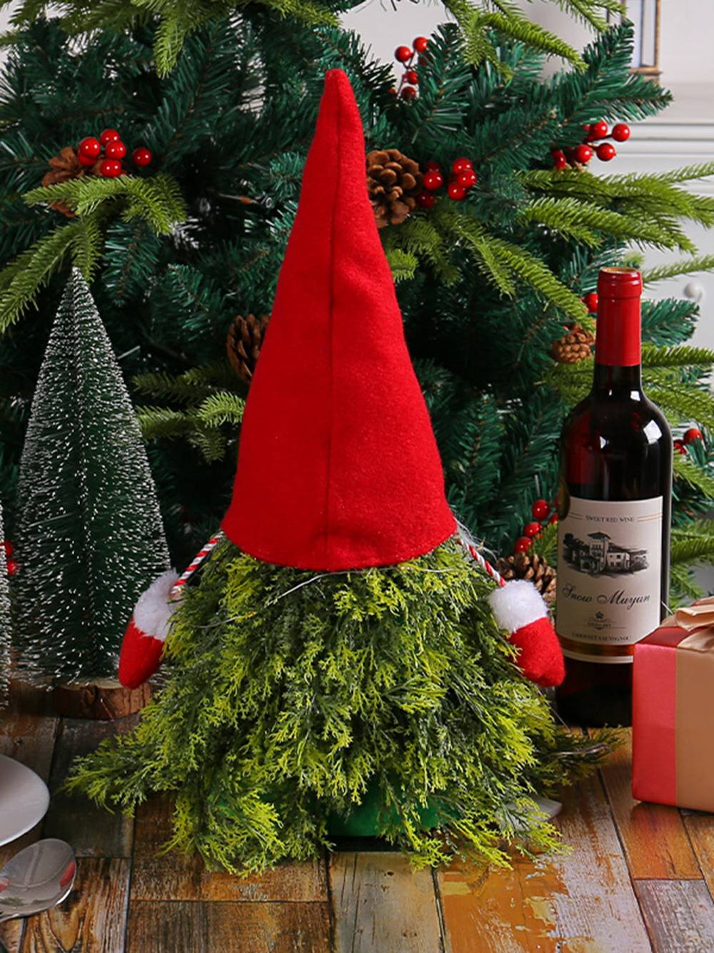 Decoração de boneca de gnomo de elfo de pelúcia de árvore de Natal