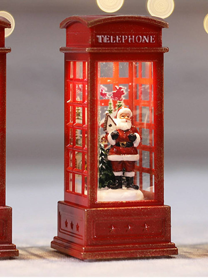 Lampe à huile pour cabine téléphonique de Noël, décoration de flamme de bonhomme de neige