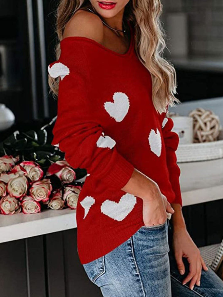 Pull en tricot à col en V pour la Saint-Valentin