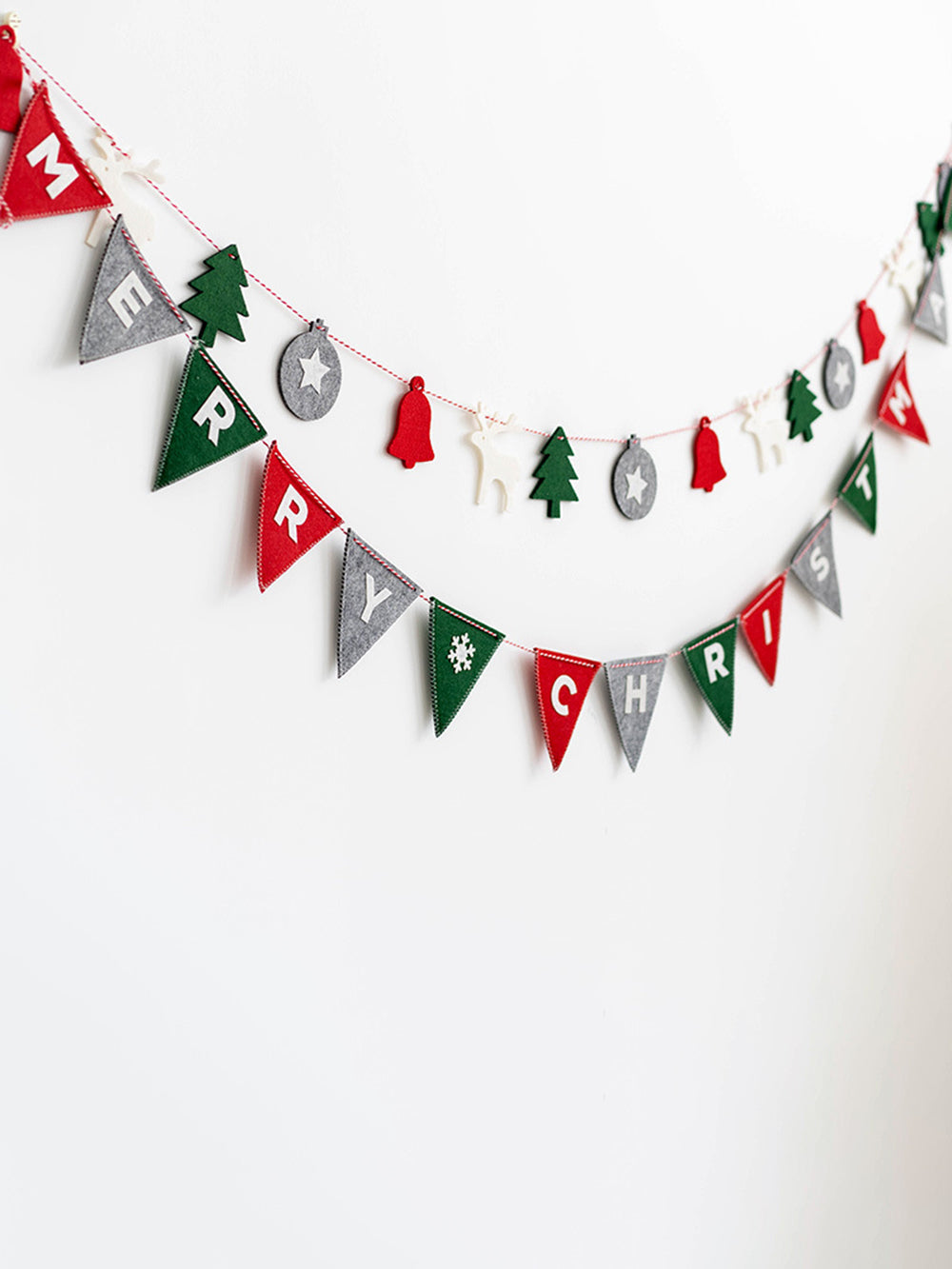 タイトル: クリスマスウールフェルト文字旗バナー吊り下げ装飾