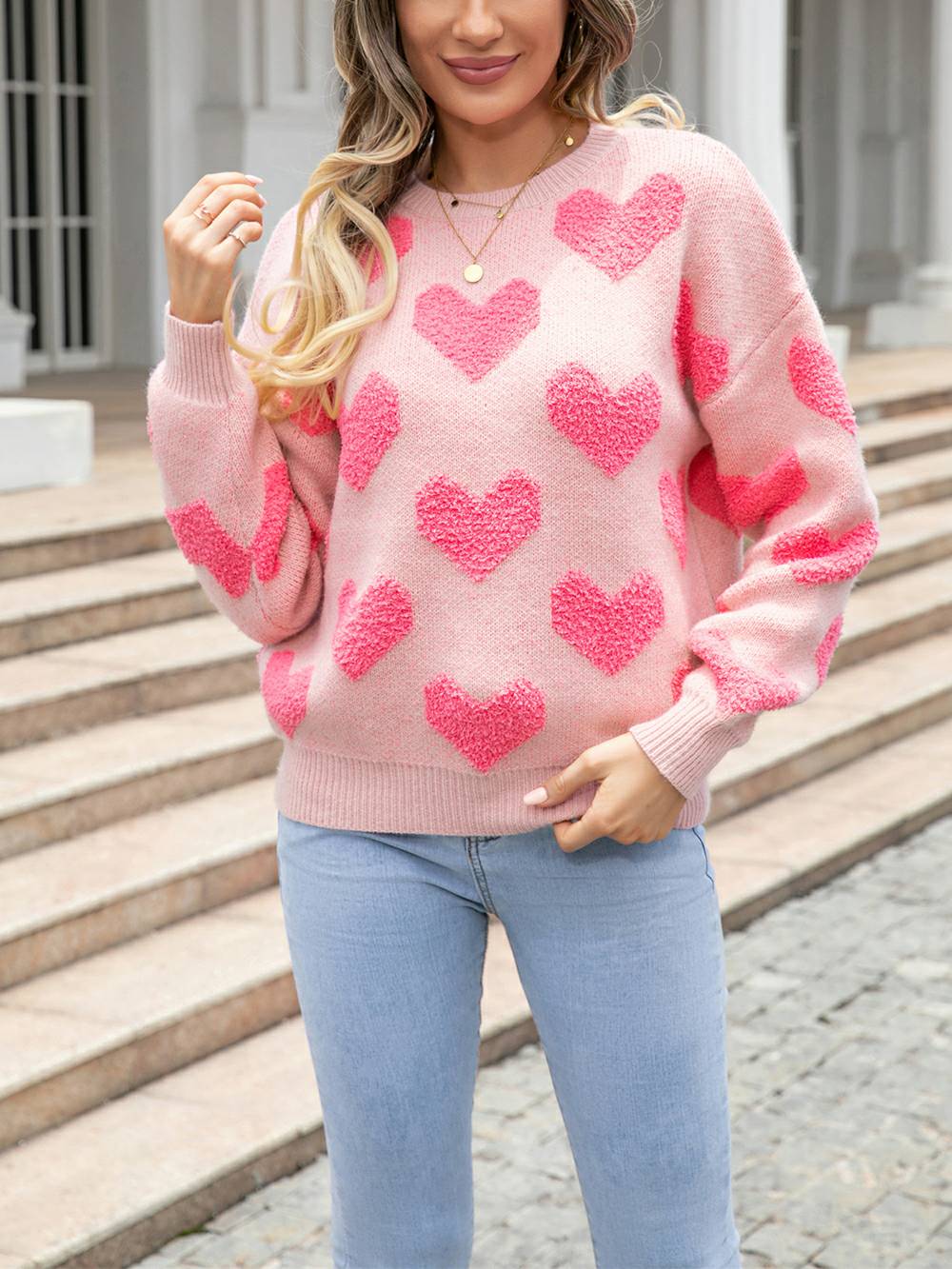 Suéter pulôver de malha Tiny Hearts of Love