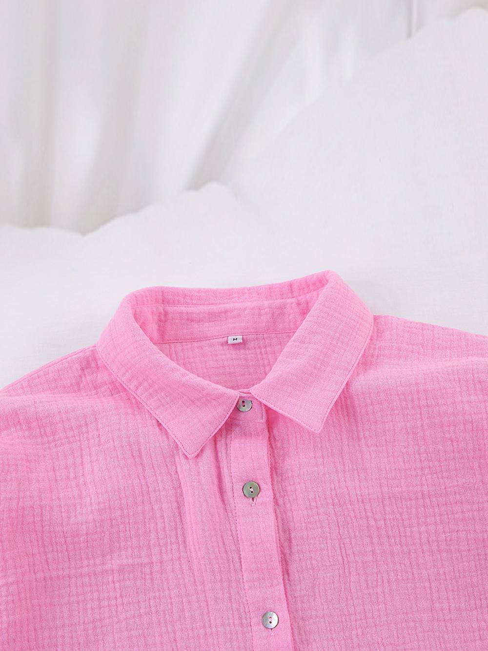 Conjunto de shorts intrincados de algodão coordenado rosa
